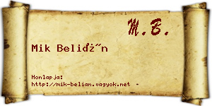 Mik Belián névjegykártya
